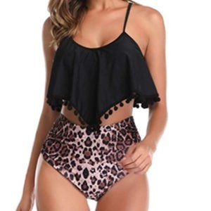 Retro Flounce High Waisted Bikini Halter